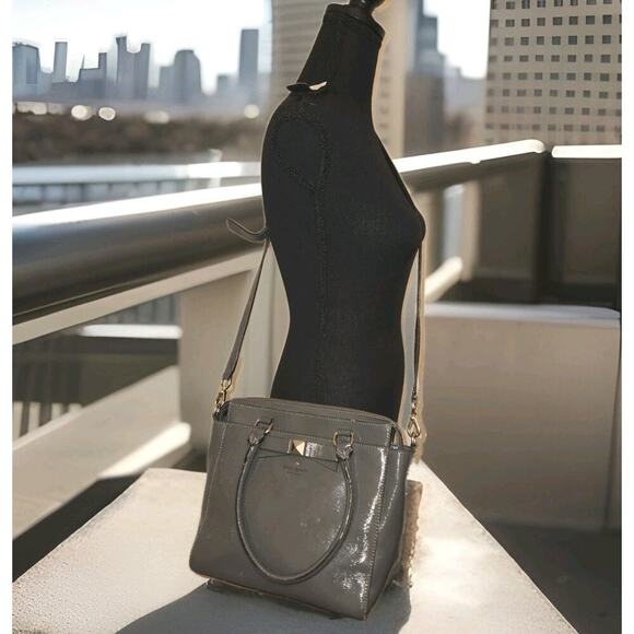 Kate Spade New York Beacon Court Jeanne Leather Gray Handbag Satchel 10x9 - Picture 1 of 15